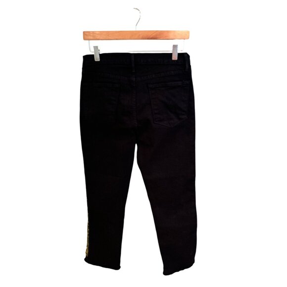 Frame Denim Le High Straight Jeans Black With Gold Side Stripes Size 30 - Picture 3 of 10